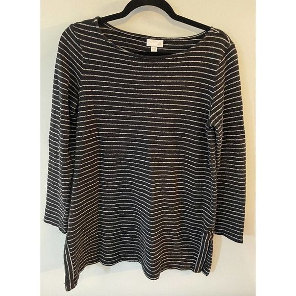 J. Jill Tops - J Jill Sweater Tunic Black White Striped Size Medium Petite Lightweight